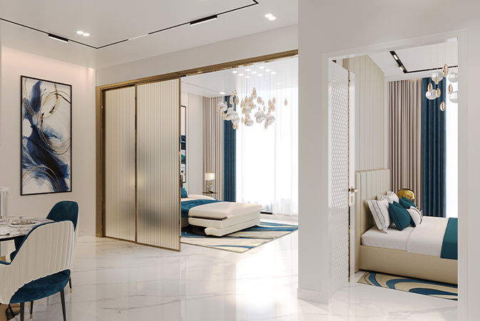 Sparklz by Danube living room with bedroom view